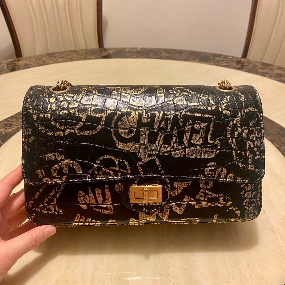 Chanel Limited Edition Crocodile Embossed Graffiti Reissue 2.55 - Picture 2 of 8